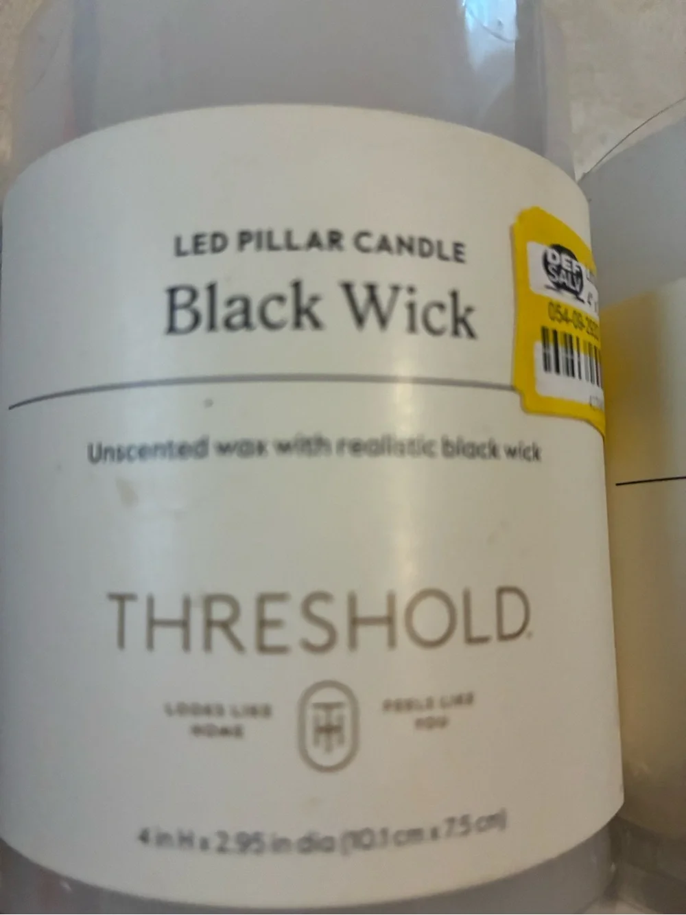 2 Threshold LED Pillar Candle - Gray (Black Wick)